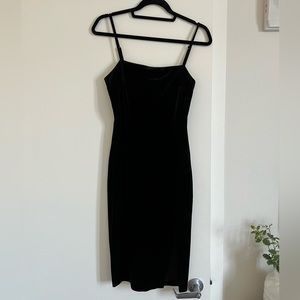 Express Black Velvet Mini Dress with Slit